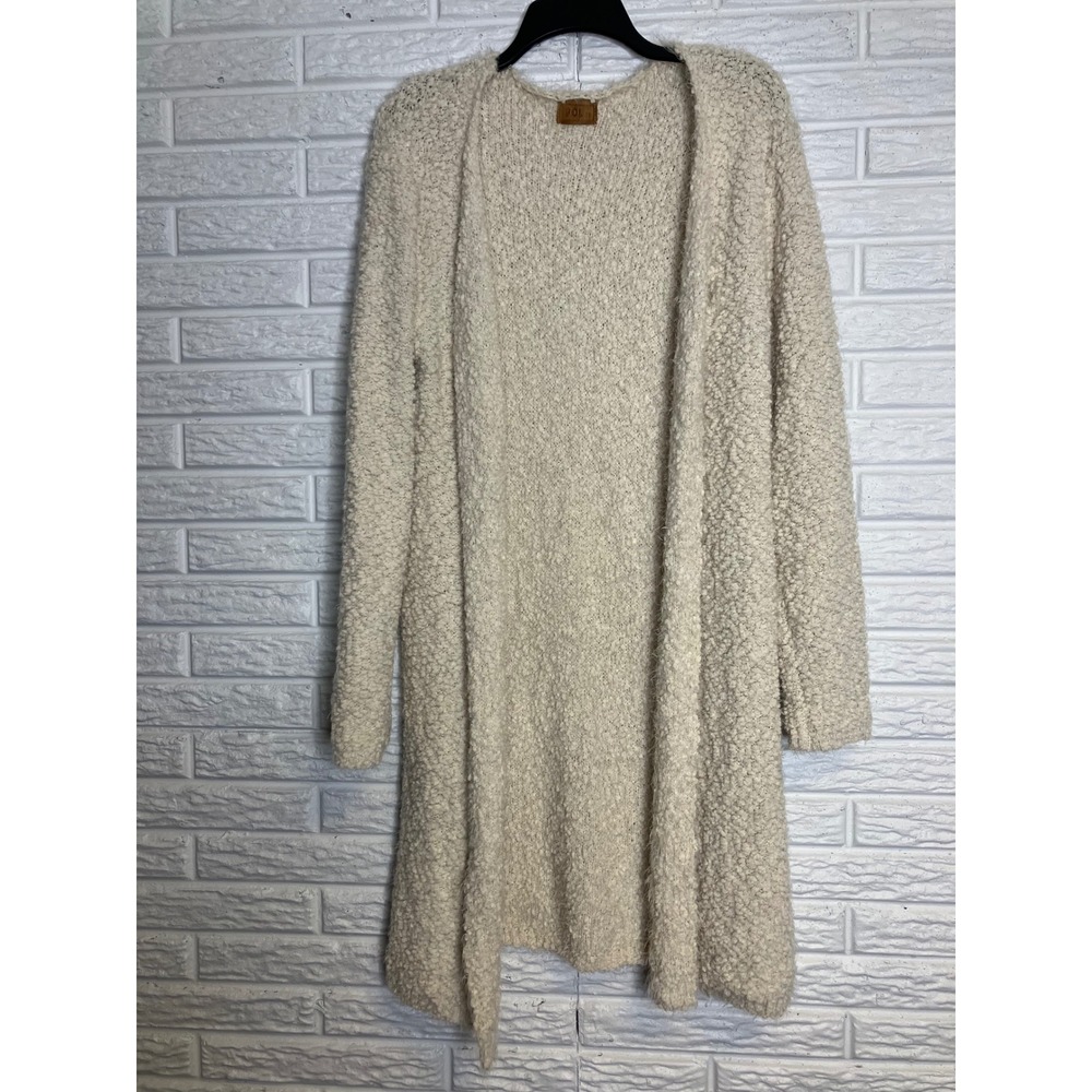 POL cream Boucle long open cardigan super soft cozy layer women's size medium